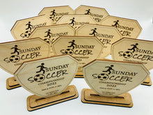 Load image into Gallery viewer, Custom Wooden Engraved Trophy/Medal