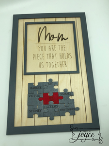 "MOM" Puzzle Sign